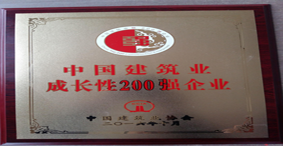 集團(tuán)公司被評(píng)為全國(guó)建筑業(yè)成長(zhǎng)性200強(qiáng)企業(yè)